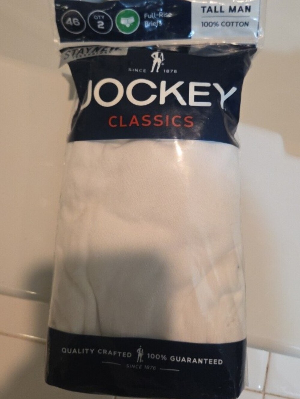 New 2 Pack Jockey Classic Tall Man Briefs Cotton White Underwear Sz 46